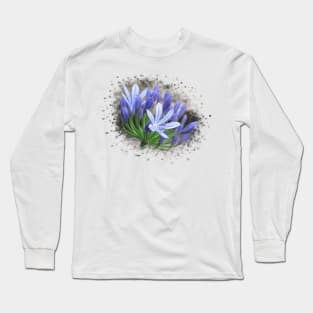 blooming blue flowers, flower, blooms, splash, garden Long Sleeve T-Shirt